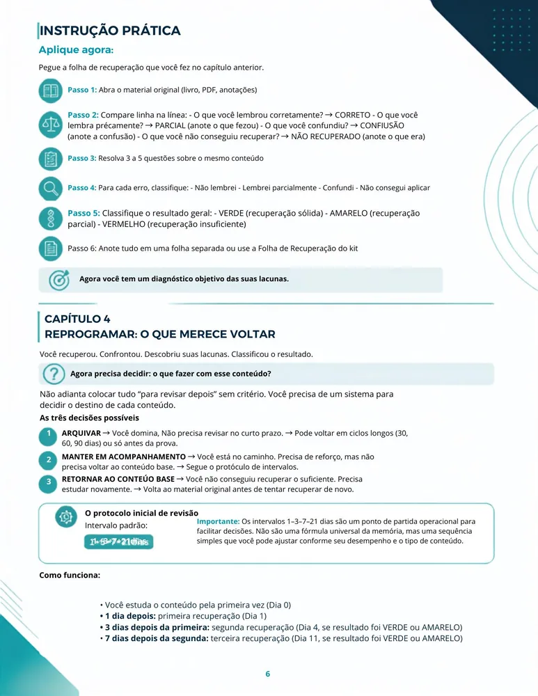 Página interna do e-book com a tabela de reprogramação das revisões